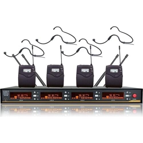 Bolymic 4 Channels microfono condensador UHF Diversity Wireless Headset Microphone system