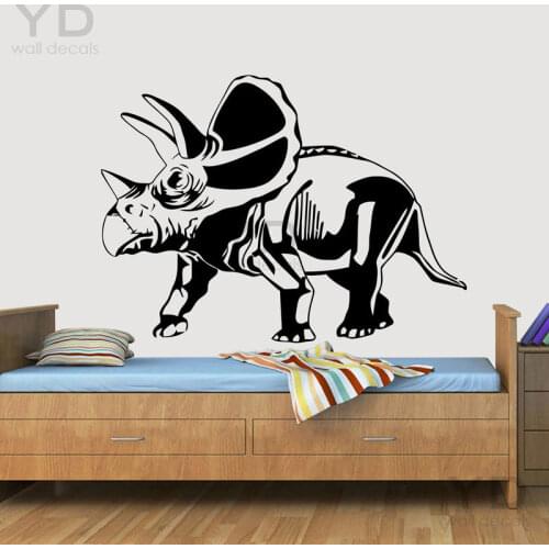 Home Decor Room Dinosaur Triceratops Jurassic Park Wall Stickers Childrens Kids Bedroom Nursery Decals Gift Decoration Art S306