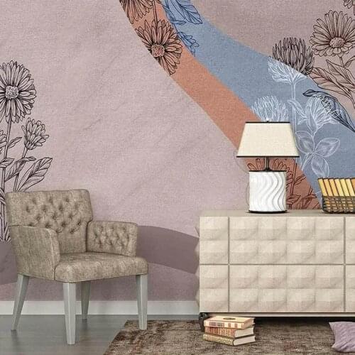 Custom Mural Wallpaper Nordic 3D Hand Painted Retro Plant Abstract Art Interior Wall Background Painting Papel De Parede Sala