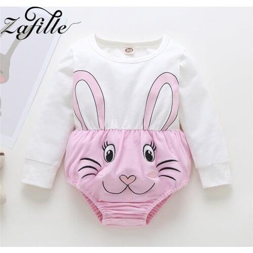 ZAFILLE Baby Romper 2021 Spring Long Sleeve Rabbit Clothes Newborn Baby Girls Rompers Pink Baby Easter Costume Baby Bodysuit