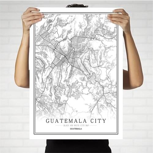 Guatemala Creative city map Abstract Canvas Painting Black and white Wall Art Print Poster Picture Home Decoration Painting