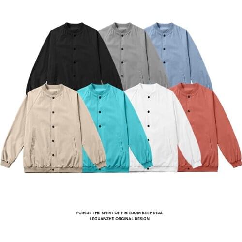 Spring Autumn Midweight Mens Jacket Male Casual Streetwear Single Button baseball Coats Men Clothing Outwear