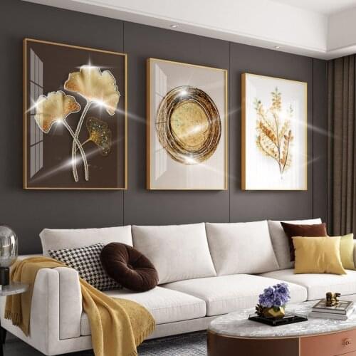 Handmade Diamond-Set Crystal Porcelain Painting Combination Background Wall Decoration Photo Frame Set Luxury 3d Hanging Picture