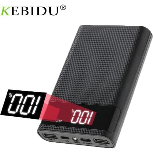 Newest QC 3.0 Fast Charge Dual USB Type C Power Bank Case DIY 4x18650 Mobile Phone 15000mAh Battery Storage Box Without Battery