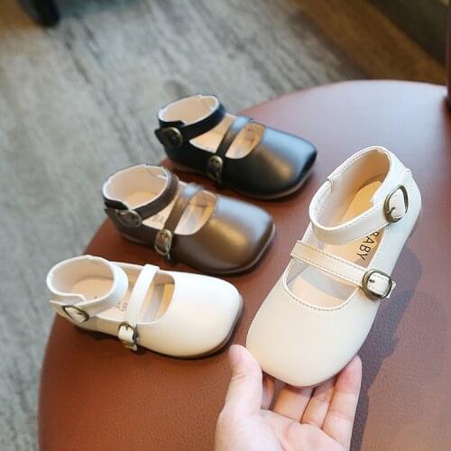 New Girls Toddler Baby Leather Casual Shoes Retro Square Head Childrens Fashion Princess Leather Shoes for 1 2 3 4 5 6 Years