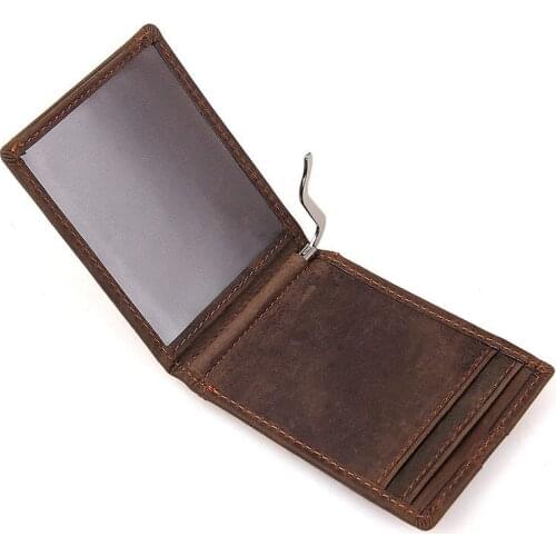 Wholesale Brand Money Clip Billfold Genuine Leather Business Card Organizer Cases Credit Card Wallets Pop Up Automatically