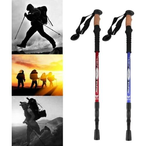Anti-Shock Trek Pole Nordic Walking Poles Telescopic Alpenstock Aluminum Alloy Shooting Walking Stick Crutch