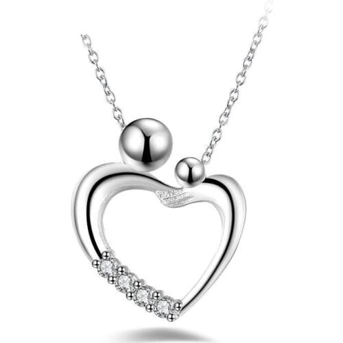 Heart Pendant With Zircon Necklace For Women Necklaces & Pendants Silver color Jewelry Charms Jewellery Choker Colar Koly
