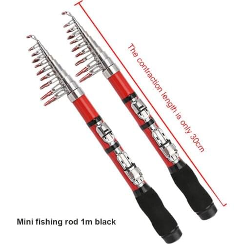Portable Fishing Rod Mini Fishing Rod 1m-2.1m Telescopic Lakes Fishing Rod Super Hard Fishing Equipment Practical Tool