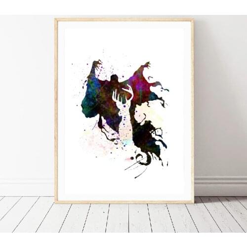 Patronus Dementor Stag Poster Prints Nursery Wall Art Decor Watercolor Abstract Villain Art Canvas Painting Picture Kids Gifts