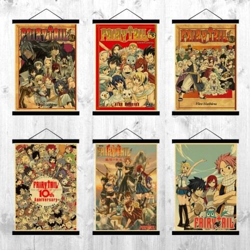 Fairy Tail Posters Anime Wall Stickers Retro Poster Printed High Definition Home Decoration Bedroom Decor