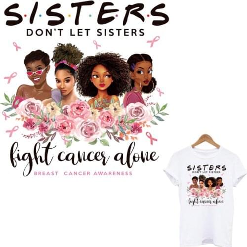Sisters Black Girl Iron-On Transfers For Clothing Print-On Women T-Shirt Jacket Thermal Patches On Clothes Flower Girl Stickers