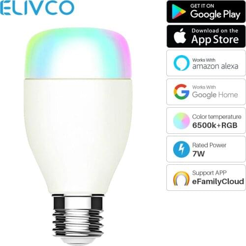 WiFi Smart Bulb E27 7W LED RGB Light Dimmer Lamp APP Remote Control Works With Alexa Google Home IFTTT