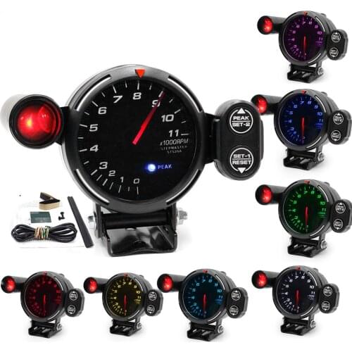 3.15" 80mm Tachometer 0~11×1000Rpm 7 Colour LED Black Background For 4/6/8 Cylinder 12V Gasoline Car