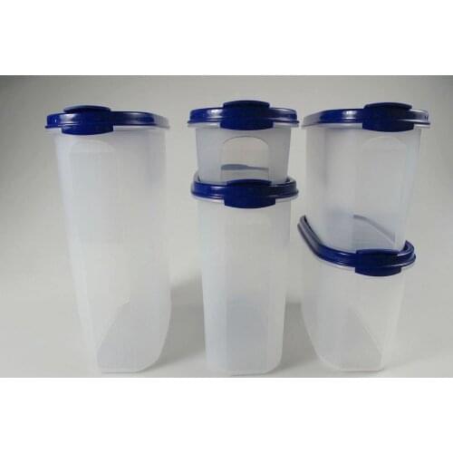Tupperware Oval Series Dry Food Storage Container 2,3L + 1,7L + 1,1L(2)+ 500ml Blue Modular
