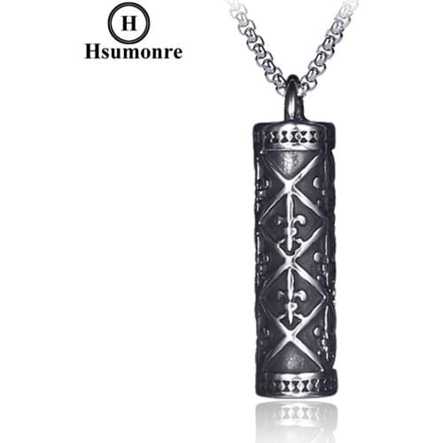 Vintage Ancient Cylindrical Pendant Stainless Steel Stripe Charms for Men DIY Jewelry Making Hip Hop Best Gift for Boyfriend