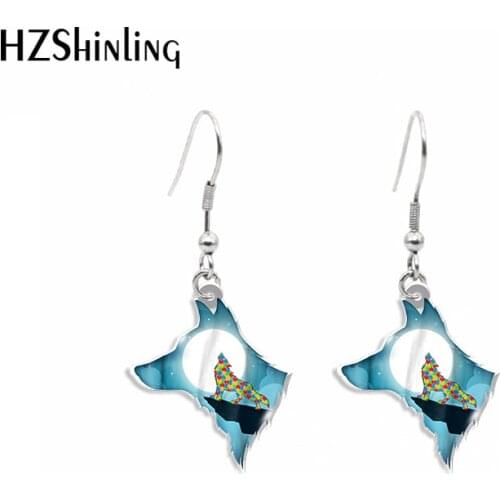 2021 New Autism Awareness Dangle Earring Animal Acrylic Hook Earring Epoxy Jewelry Earrings Gifts Friends