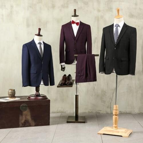 High-Quality Wood Arm Color Full Male Head Mannequin Suit Body Base Wedding Flat Chest Shoulder Women,Adjustable Rack D403