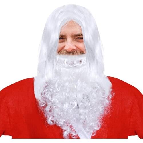 WINOMO Deluxe White Santa Fancy Dress Costume Wizard Wig And Beard Set For Christmas Party Cosplay Santa Claus White Beard Party