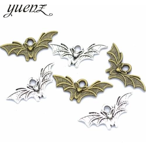YuenZ 40 pcs Antique Silver color Charms Metal Bat Charm Pendant Necklace Jewelry Hand made 21*10mm D549