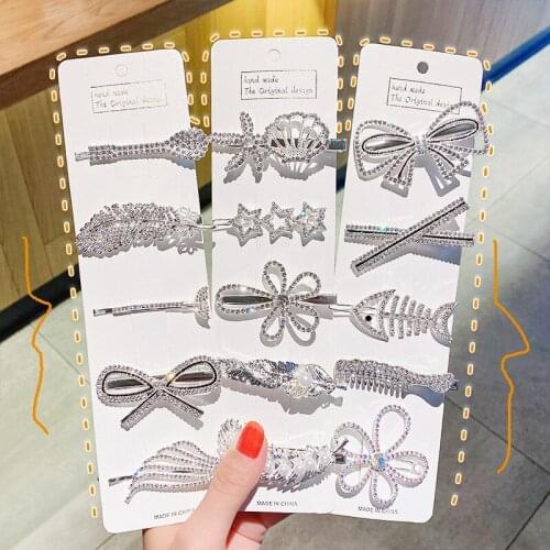 1Set New High Quality Women Luxury Shining Crystal Hair Clips Elegant Headband Hair Ornament Hairpins Fashion Hair Accessories