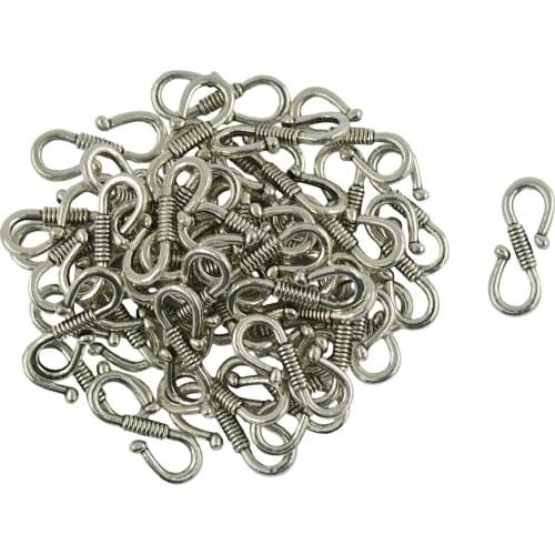 50x Vintage Tibetan Silver S Hooks Necklace Clasp Jewelry Findings 23x9mm