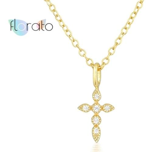 925 Sterling Silver Chain Cross Pendant Necklace Exquisite CZ Crystal Chain Necklaces For Women Fashion Party Jewelry Accessorie