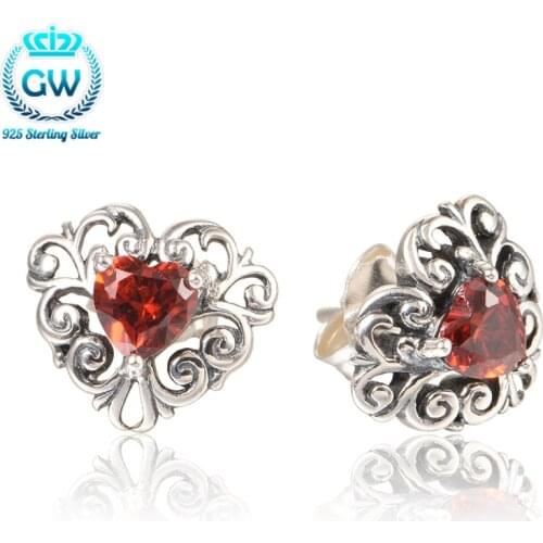 Silver 925 Jewelry Heart Shaped Clip Silver Earrings For Women Wedding Jewelry Brand GW Jewellery Er1055