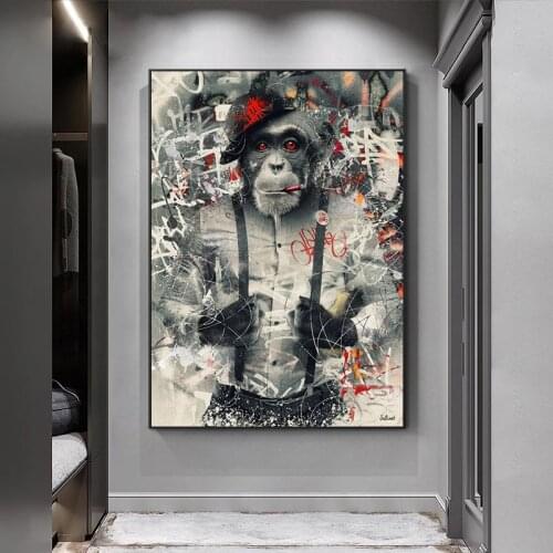 Animal Graffiti Art Monkey Canvas Painting Modern Posters and Prints Cuadros Wall Art Pictures for Living Room Home Decoration
