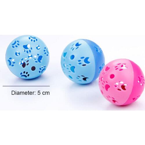 1PCS Creative and fashionable cat self-hey toy hollow bell ball entertainment paw print ball candy color pet supplies TSLM1