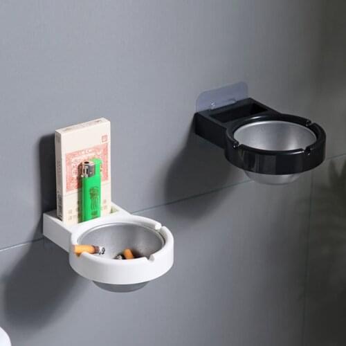 1Pc Creative Cigarette Ash Tray Home Stainless Steel Rotation Wall Suction Ashtray Easily Installation Bathroom Suction Ashtray