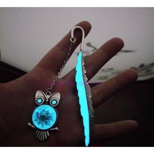 100pcs/lot Luminous Owl Bookmark Creative Mermaid Tail Retro Metal Book Marks For Girls Gift School Supplies Novelty Stationery
