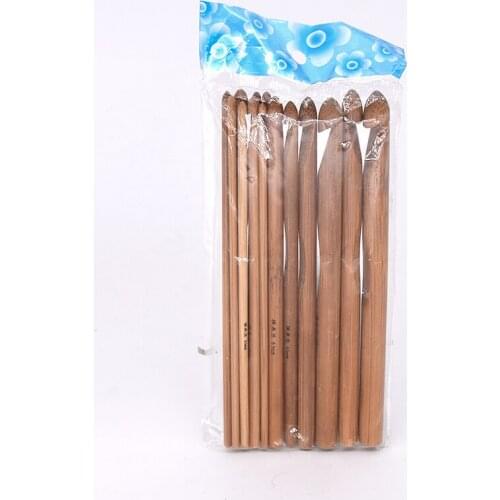 14pcs 3.0mm-10mm Bamboo Crochet Hook Set DIY Knitting Needles Handle Home Knitting Weave Yarn Crafts Household Knitting Tools