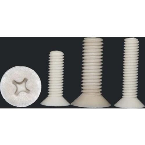 5pcs M6 M8 M10 phillips countersunk screws PPS bolts plastic material white color insulated male screw 10mm-35mm length