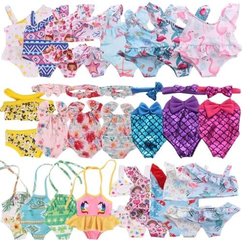 Doll Clothes Mermaid Unicorn Flamingo Swimsuit For 18 Inch American of Girl`s &43Cm Baby New Born Reborn Toy Our Generation DIY