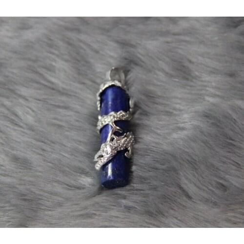 5pcs/lot Summer Style Quartz Necklaces, Blue Gems Stone Quartz Crystal Hexagon Healing Chakra Point Pendants for Necklace