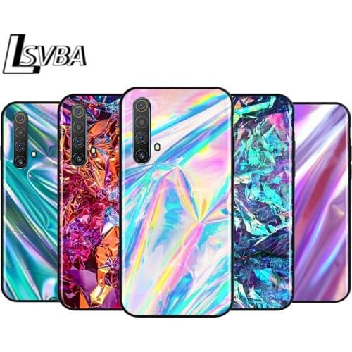 Glitter Iridescent Color Shockproof Cover for OPPO Realme7 7i 6 5 3 2 Pro C1 C2 Black Phone Case Shell Soft Fundas Coque Capa