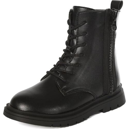 Girls Martin Boots Winter 2021 New British Style Childrens Single Boots Children Girl Leather Ankle Boots with Cotton Fashion