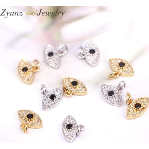 20PCS, Turkish Eye Pendant Necklaces CZ Star Moon Choker Gold Necklace Chain Copper Jewelry Gift