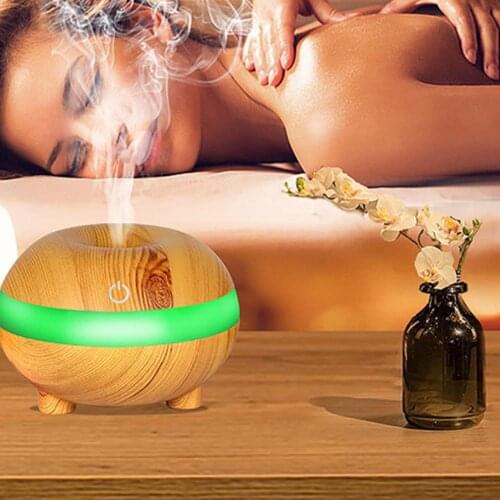 Electric Humidifier Essential Aroma Oil Diffuser Ultrasonic Wood Grain Air Humidifier USB Mini Mist Maker LED Light