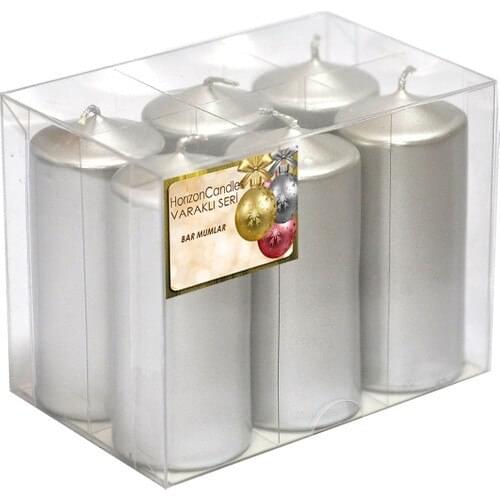 Horizon Candle Bar Candle Silver 6'lı 61392