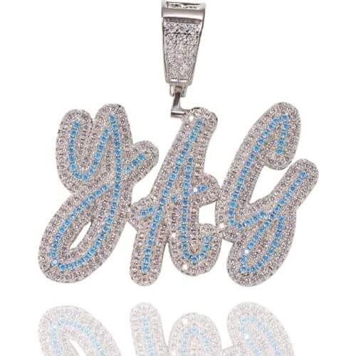 Custom Splice Letter Name Pendants Necklaces for Men Hip Hop CZ Stone Bling Iced Out Rapper Jewelry Drop Shipping