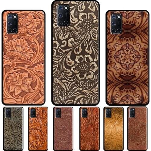 Brown Hand Tooled Western For OPPO A52 A72 A92 A83 A91 A5 A9 A31 A53 2020 Reno 4 Pro 2 Z A3S A5S A1K F5 Phone Case