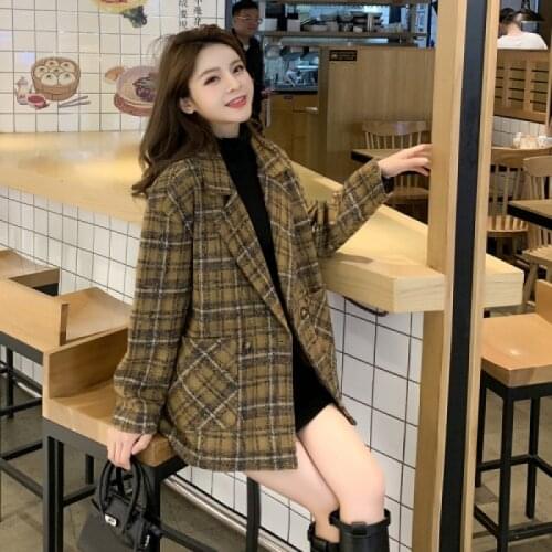 Longqibao Women's Plaid Coats