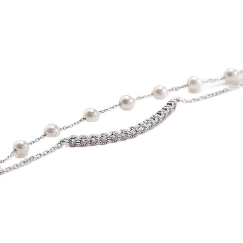 MADALENA SARARA AAA Cubic Zirconia S925 Snake Chain Girls Bracelet Sterling Silver Freshwater Pearl Bracelet 100% Guarantee