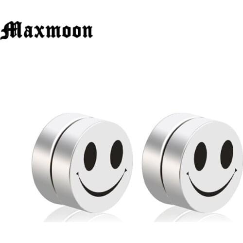 Maxmoon Magnetic Earrings Double-sided Round Men Earrings ,Fake Earrings ,Non Piercing Earrings Gift for Boyfriend Lover Jewelry