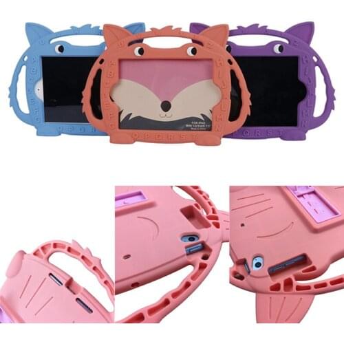 Cute Gift Fox cat Kid Case for iPad Mini 4 3 2 1 EVA Silicone Handle Shockproof Stand Shell Cover Cases Coque for Tablet PC Case