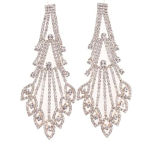 JERPVTE Fashion Luxury Elegant Brand Crystal Dangle Earrings for Women Girl Christmas Party Wedding Gold Earring Jewelry Gift