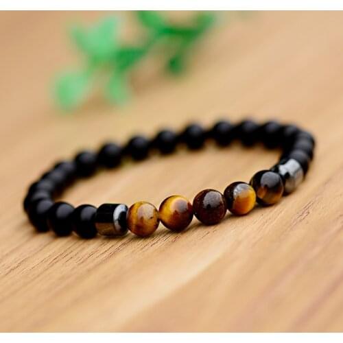 Fashion Men Charm Cylinder Hematite Bracelet 8mm Natural Tiger Eye&Black Matte Stone Bracelet Classic Women Erkek Bileklik