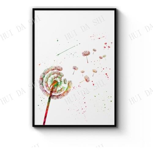 Dandelion Painting Minimal Flower Wall Art Print Poster or Canvas Artwork